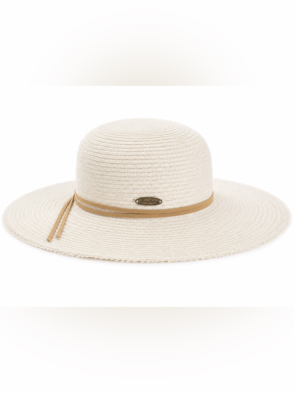 Panama Jack Cream Straw Sun Hat with Tan Band